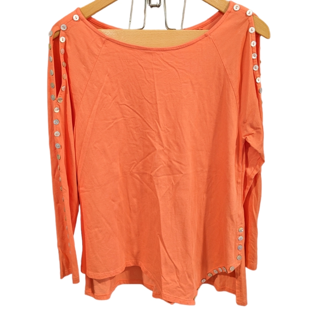 Soft Surroundings Open Cold Shoulder Tunic w/Button Accents Size Medium Petite